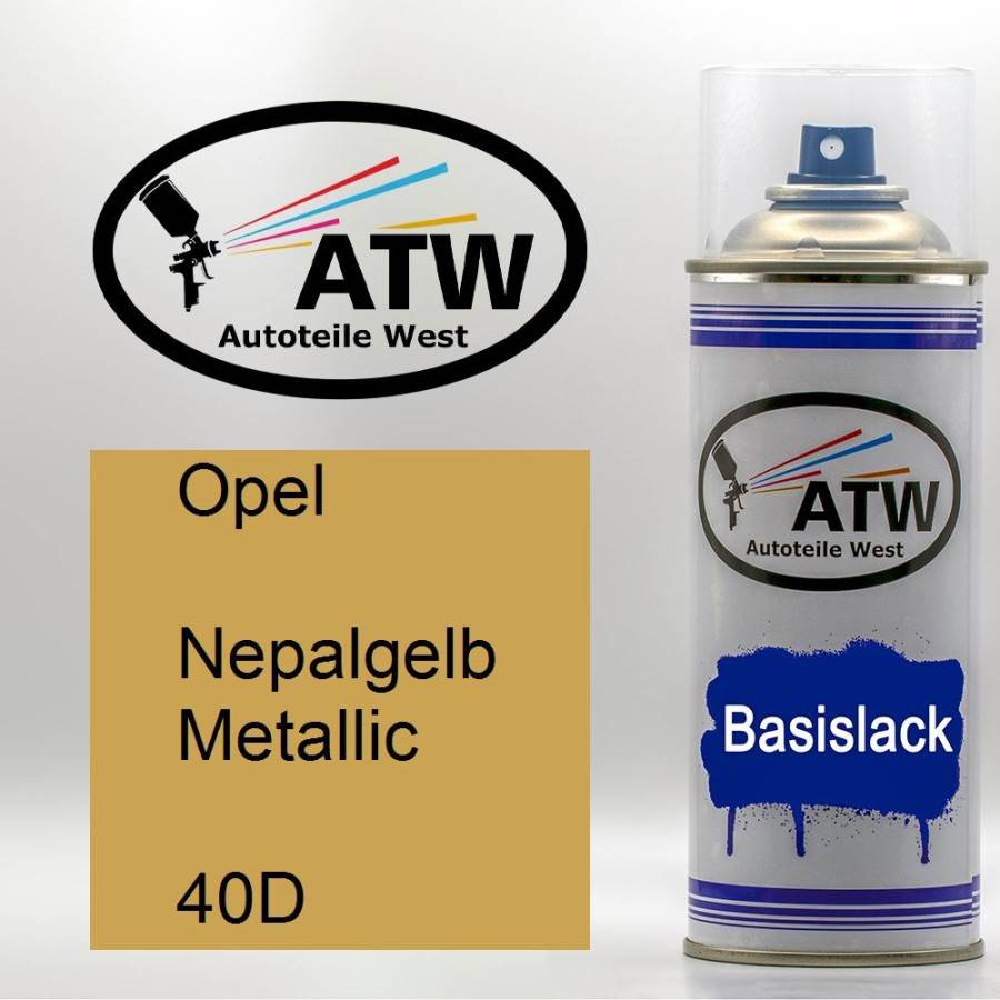 Opel, Nepalgelb Metallic, 40D: 400ml Sprühdose, von ATW Autoteile West.